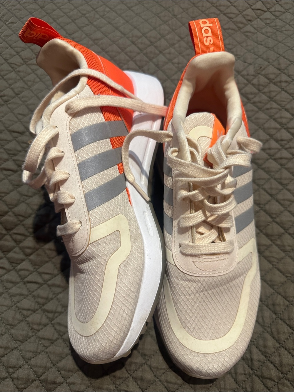 Adidas Women’s Lightweight Sneakers in Cream & Orange